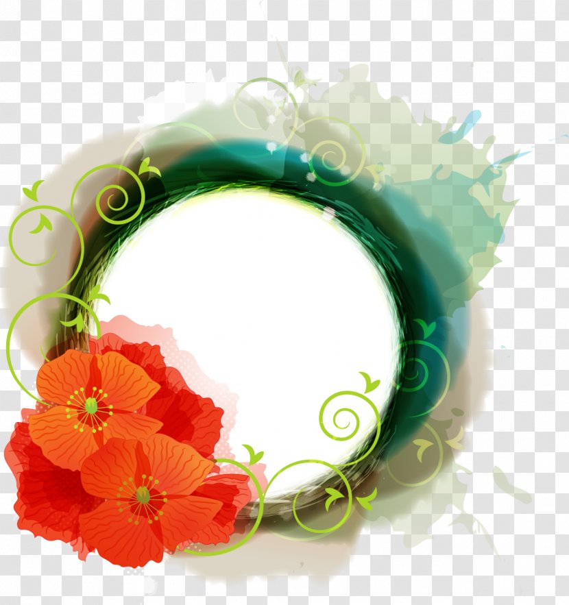Watercolor Painting Circle Graphic Design Flower - Vector Decoration Ring Transparent PNG