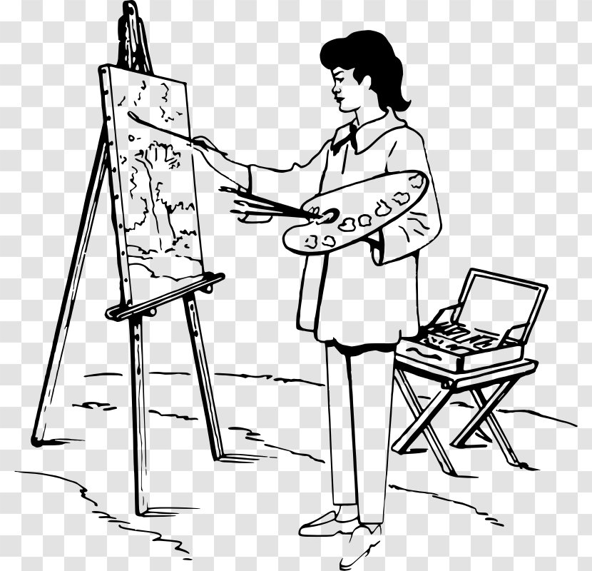 Easel Painting Artist Painter - White - Watercolor Woman Like Transparent PNG