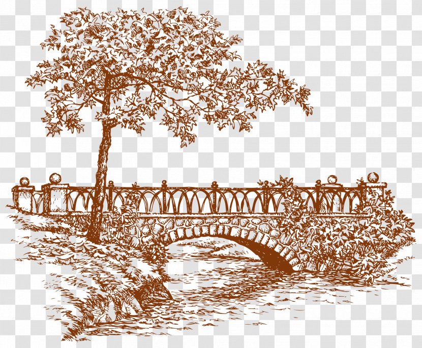 Old Alton Bridge Drawing Illustration - Hand Painted Classical Vector Transparent PNG