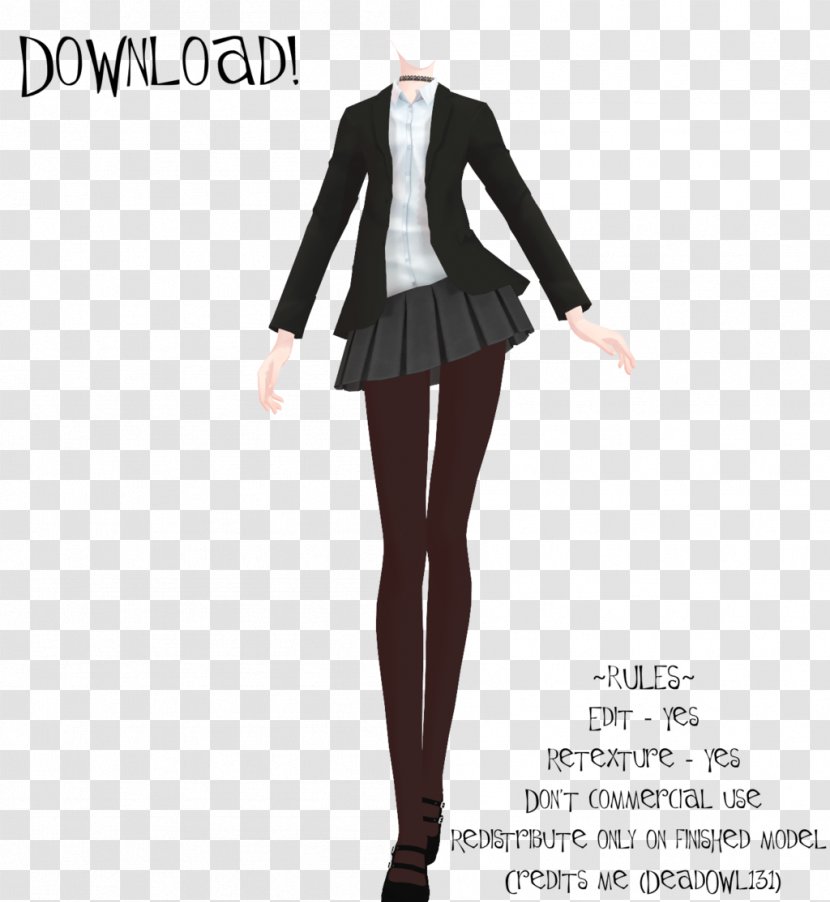 MikuMikuDance Clothing Formal Wear VRChat School Uniform - Cartoon - Suit Transparent PNG