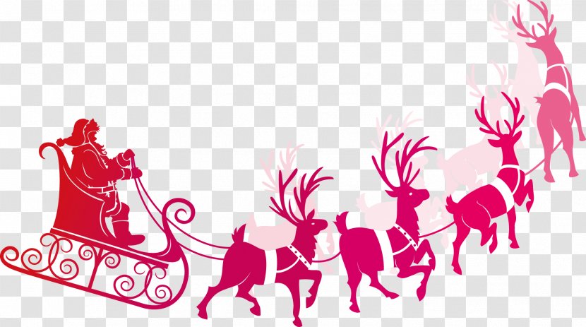 Santa Clauss Reindeer Rudolph Clip Art - Claus Riding A Sleigh Element Transparent PNG
