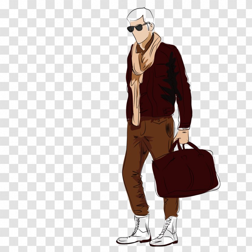 Fashion Model Male Sketch - Silhouette - Bag Man Transparent PNG