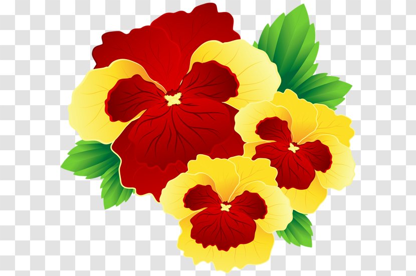 Pansy Flower Clip Art - Petal - Red And Yellow Transparent PNG