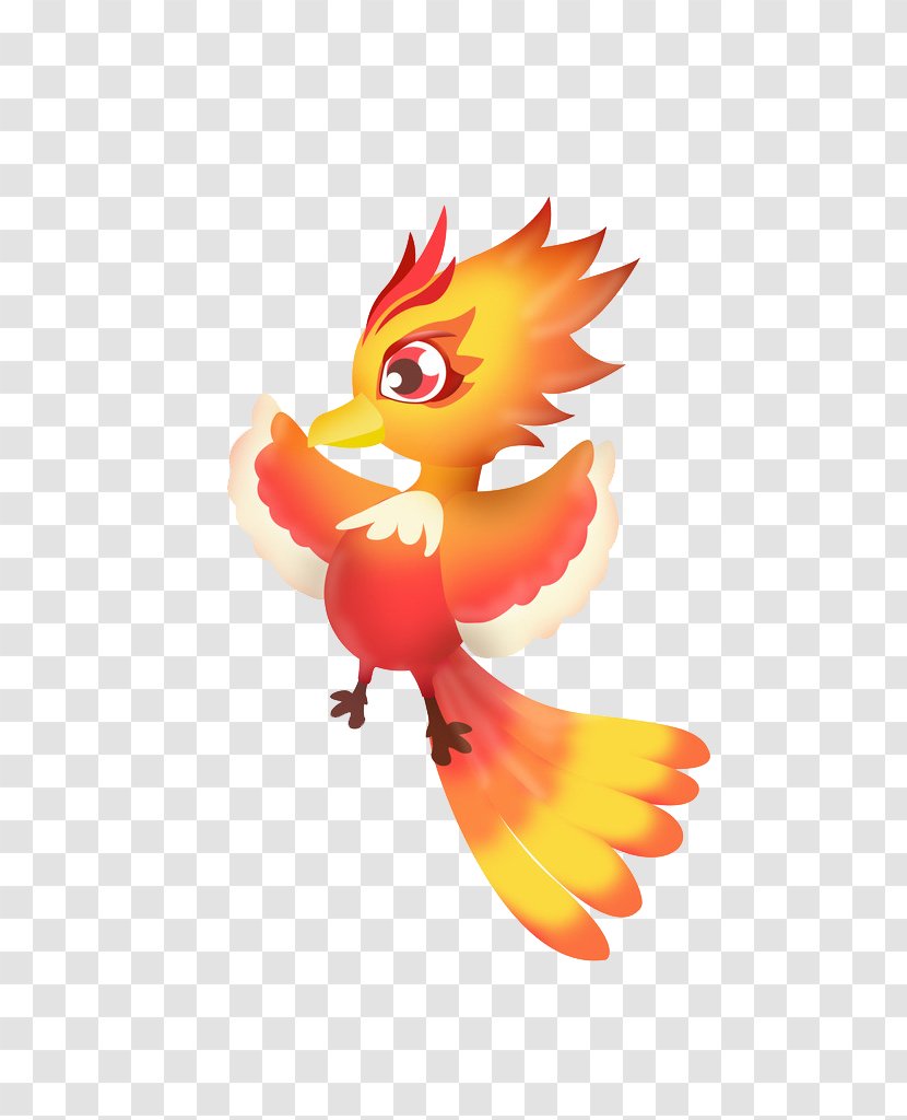 Fenghuang Cartoon Animation Illustration - Heart - Red Phoenix Figure Transparent PNG