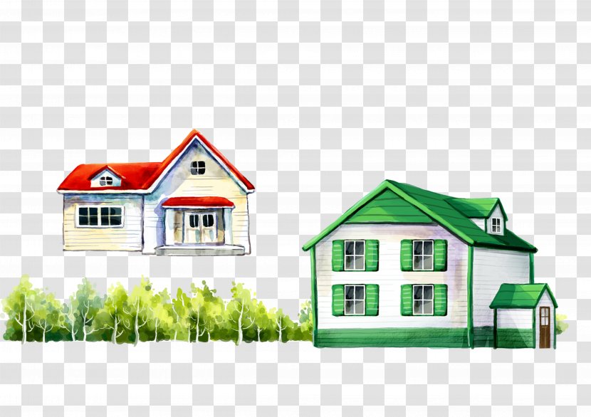 Villa Home House Family - Roof - Cartoon Painting Transparent PNG