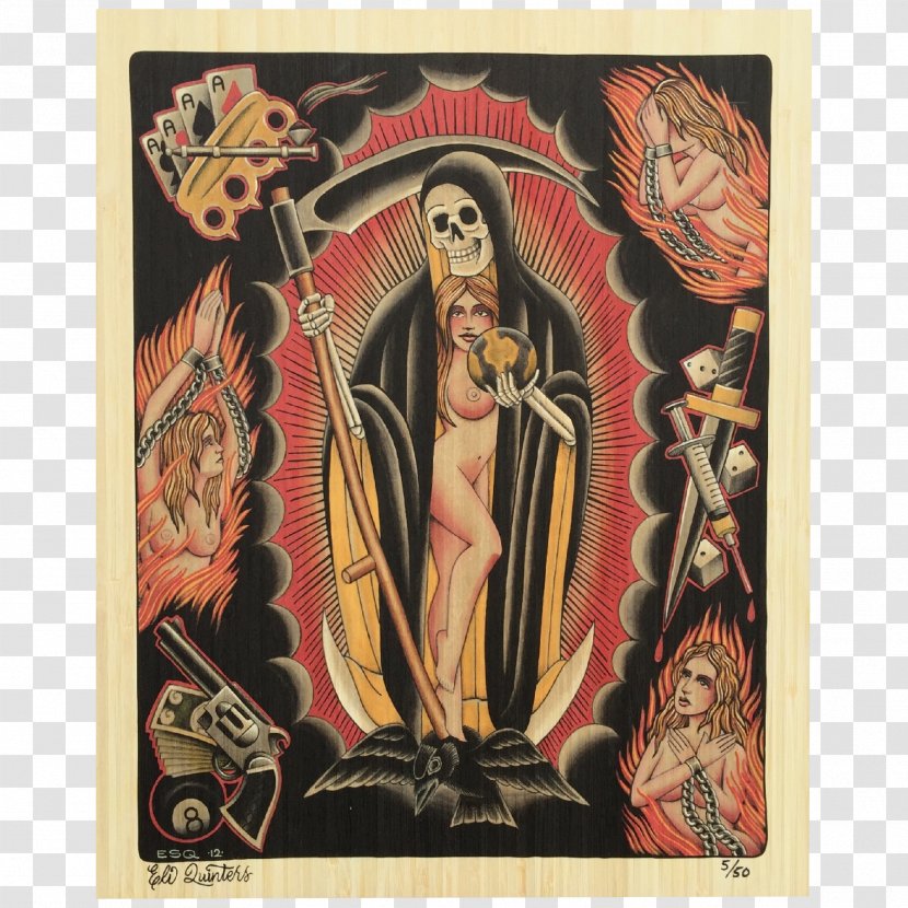Santa Muerte Printmaking Edition Artist Death Transparent PNG
