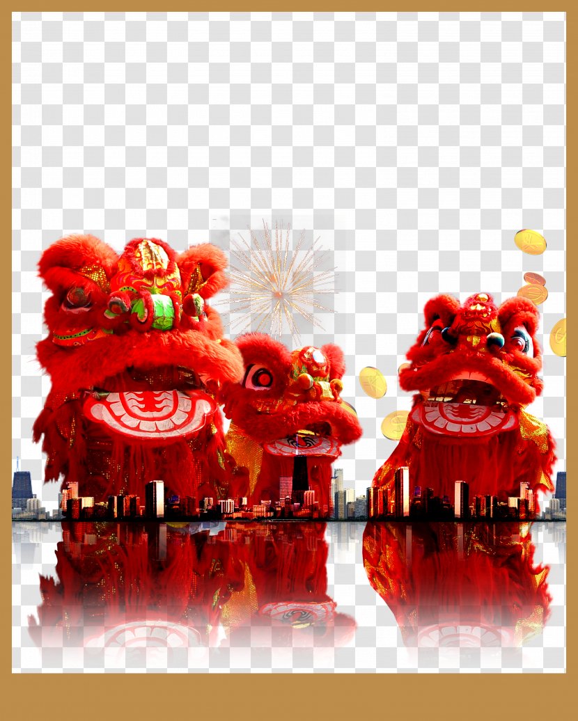 Lion Dance Chinese New Year Dragon - China Wind Red Creative Transparent PNG