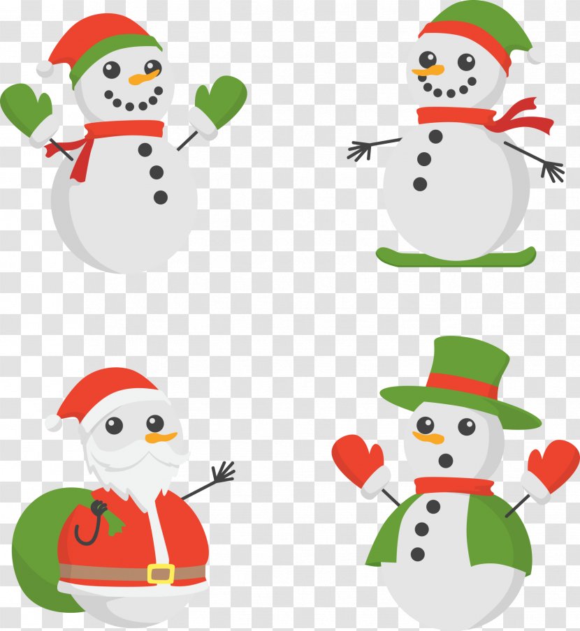 Christmas Ornament Snowman Clip Art - Green - Cartoon And Santa Claus Transparent PNG