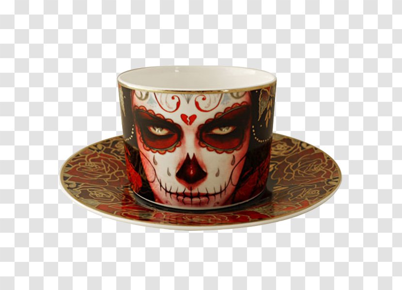 Coffee Cup Calavera Saucer Skull Teacup Transparent PNG