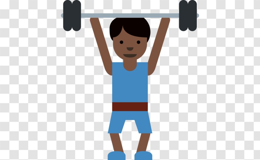 Weight Training Olympic Weightlifting Emoji Dark Skin Human Color - Child - Physical Fitness Transparent PNG