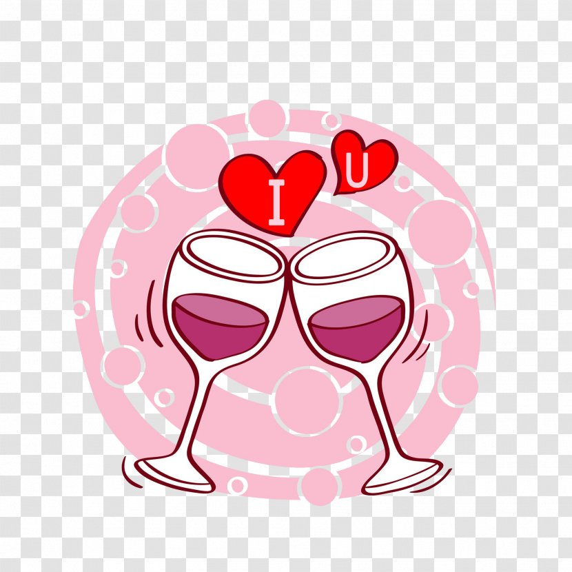 Wine Love Toast Marriage Illustration - Heart Transparent PNG