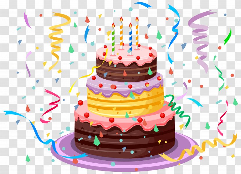 Birthday Cake Clip Art - With Confetti Clipart Picture Transparent PNG