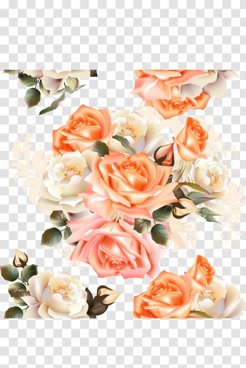 Rose Flower Pattern - Textile - Vector Retro Roses Transparent PNG