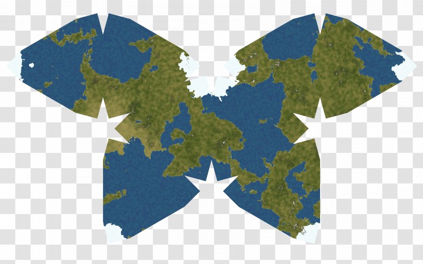 Waterman Butterfly Projection World Map - Polyhedron Transparent PNG