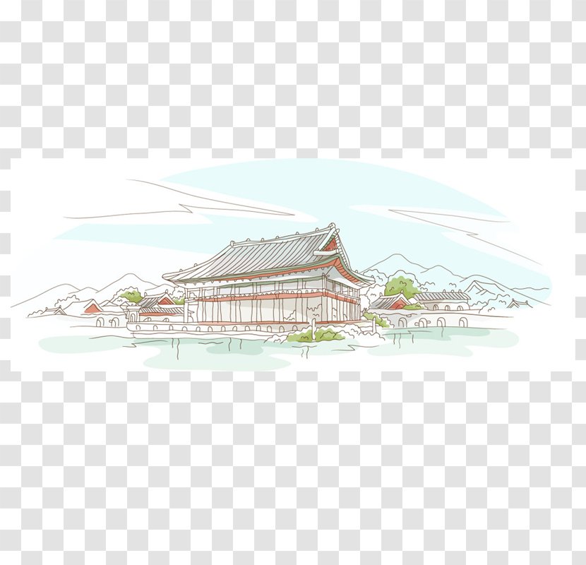 Drawing Ink - Building - Old Town Transparent PNG