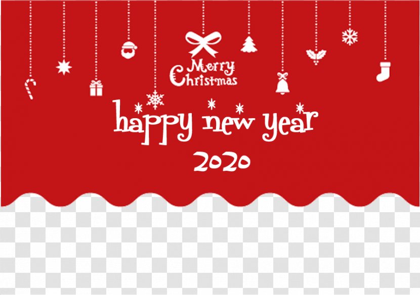 Happy New Year 2020 Christmas - Rectangle - Red Transparent PNG