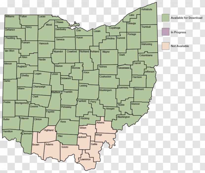 Ohio Map Water Resources Ecoregion Land Lot - Elevation - Coal Rising Transparent PNG