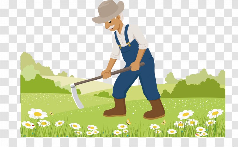 Agriculture Farmer - Green - Grassland Farming Field Vector Material Elements Transparent PNG