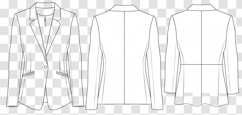 Jacket Clothing Collar Dress Sleeve - Black And White - Coat Sewing Patterns Transparent PNG