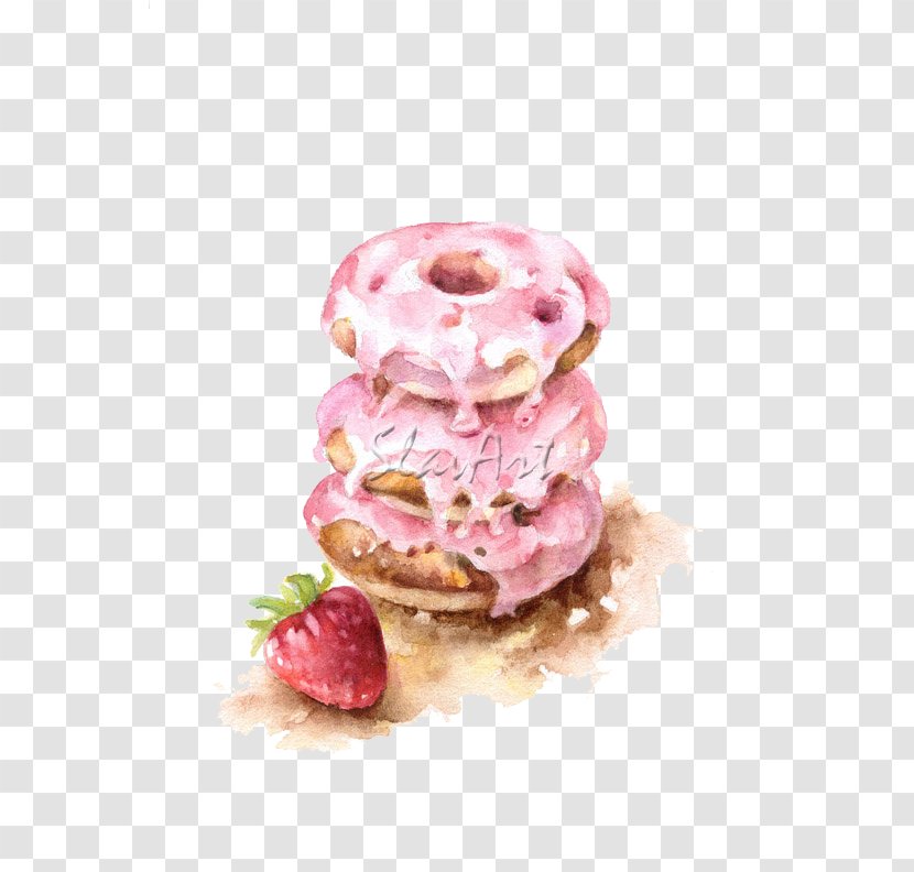 Doughnut Bakery Cream Dessert Illustration - Food - Pink Donut Transparent PNG