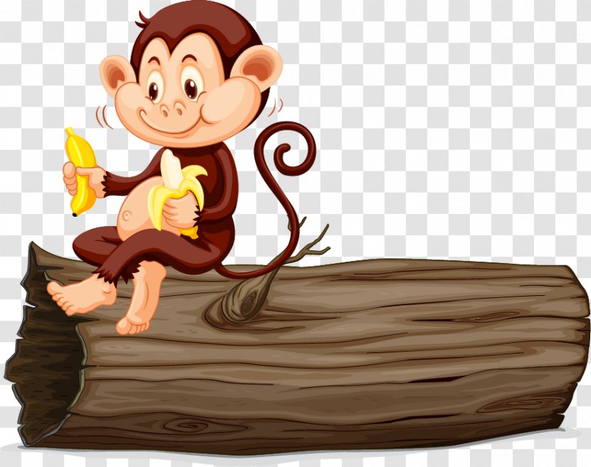 Monkey Eating Banana Clip Art - Cartoon - Vector Transparent PNG
