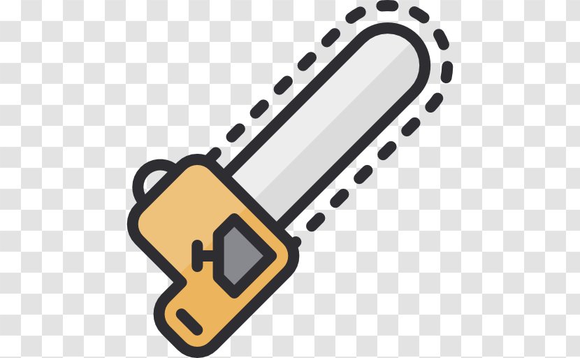 Chainsaw Tool Icon - Yellow - Cartoon Transparent PNG