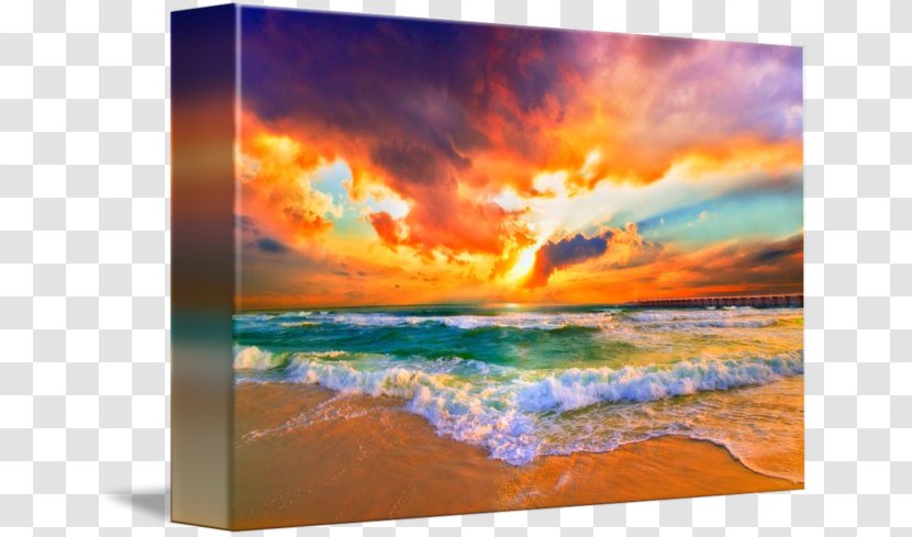 Destin Pensacola Beach Shore Painting - At Sunset Transparent PNG