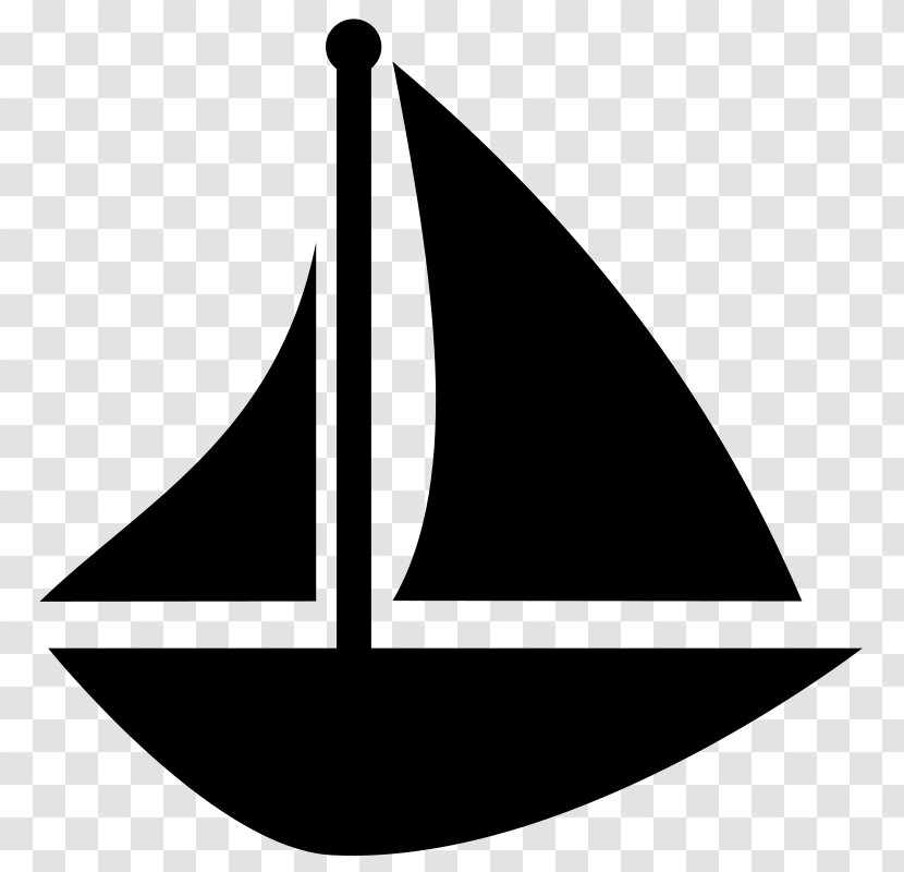 Sailboat Clip Art - Black And White Transparent PNG