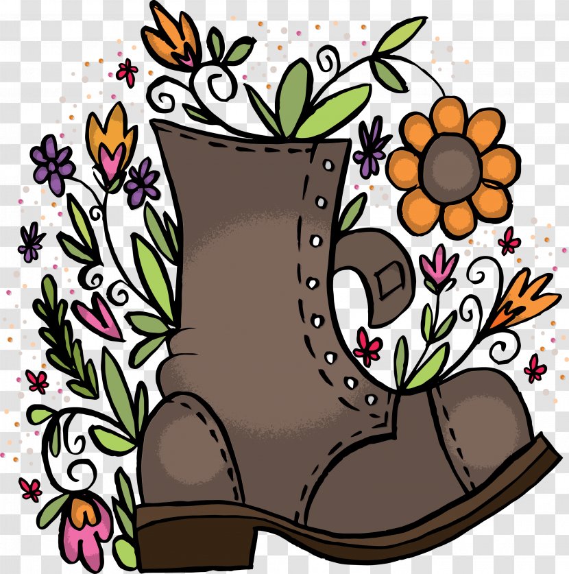 Boot Clip Art - Vector Flowering Boots Transparent PNG