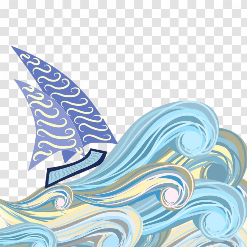 Wave Drawing Stock Illustration - Cartoon - The Sailing In Storm Transparent PNG