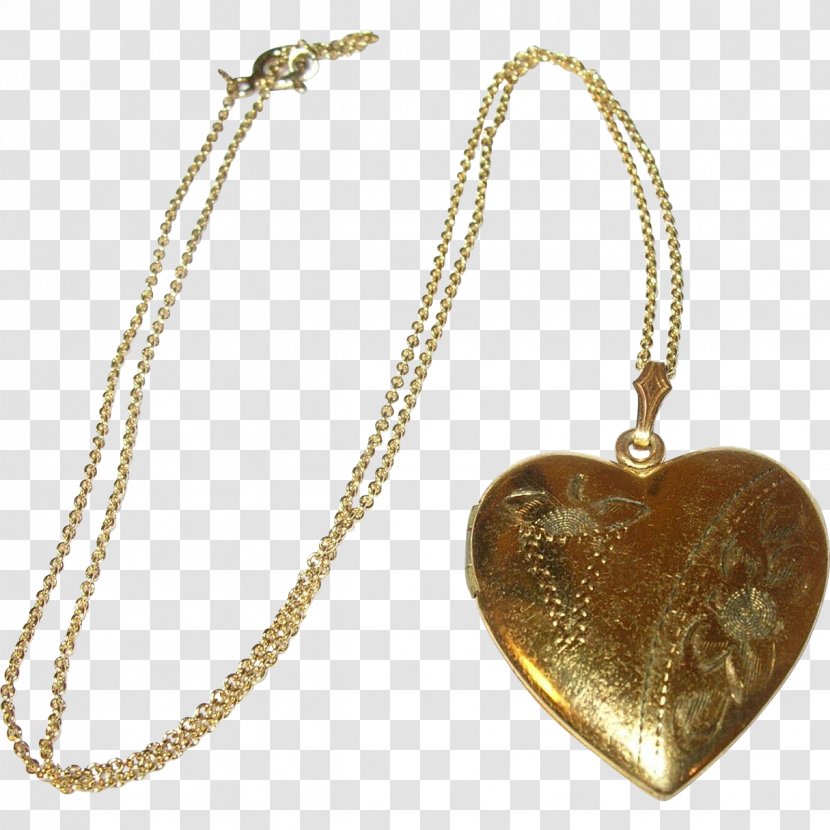 Locket Necklace - Metal - Gold Heart Shaped Transparent PNG