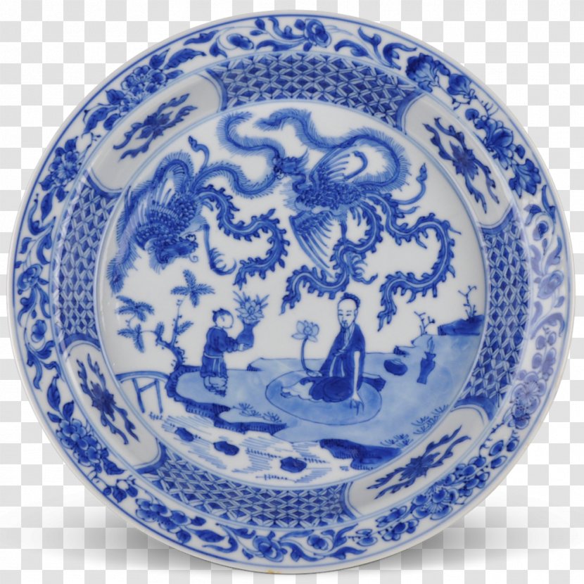 Blue And White Pottery Plate Porcelain Ceramic Cobalt - Plates Transparent PNG