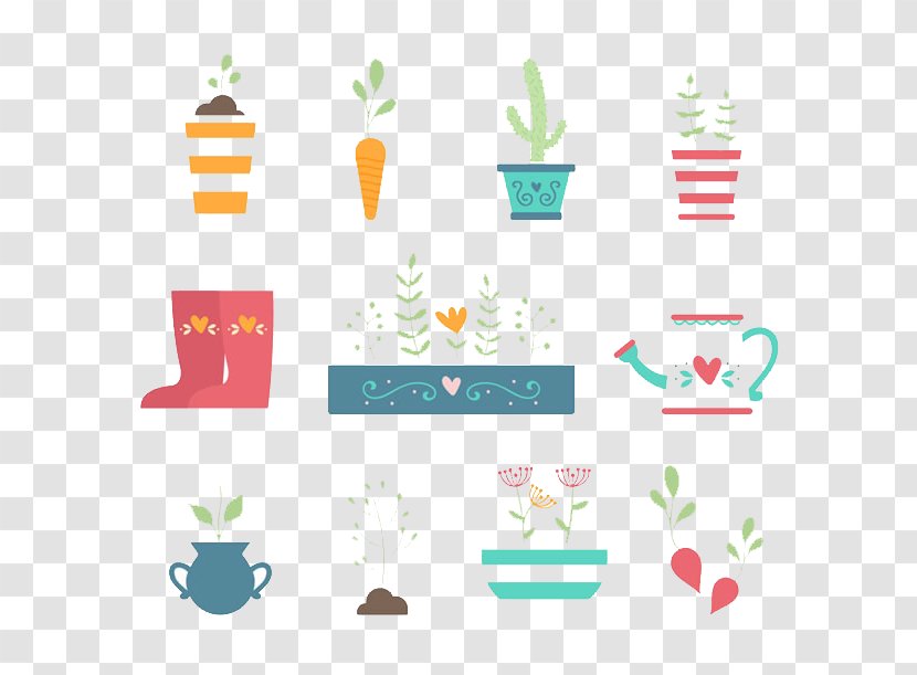 Flowerpot Vase - Brand - Light-colored Flat Flowers Creative Tools Transparent PNG