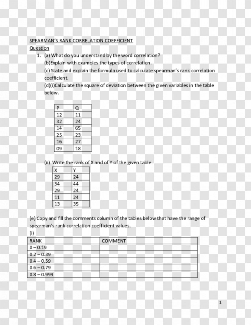 Spearman's Rank Correlation Coefficient And Dependence Line Transparent PNG