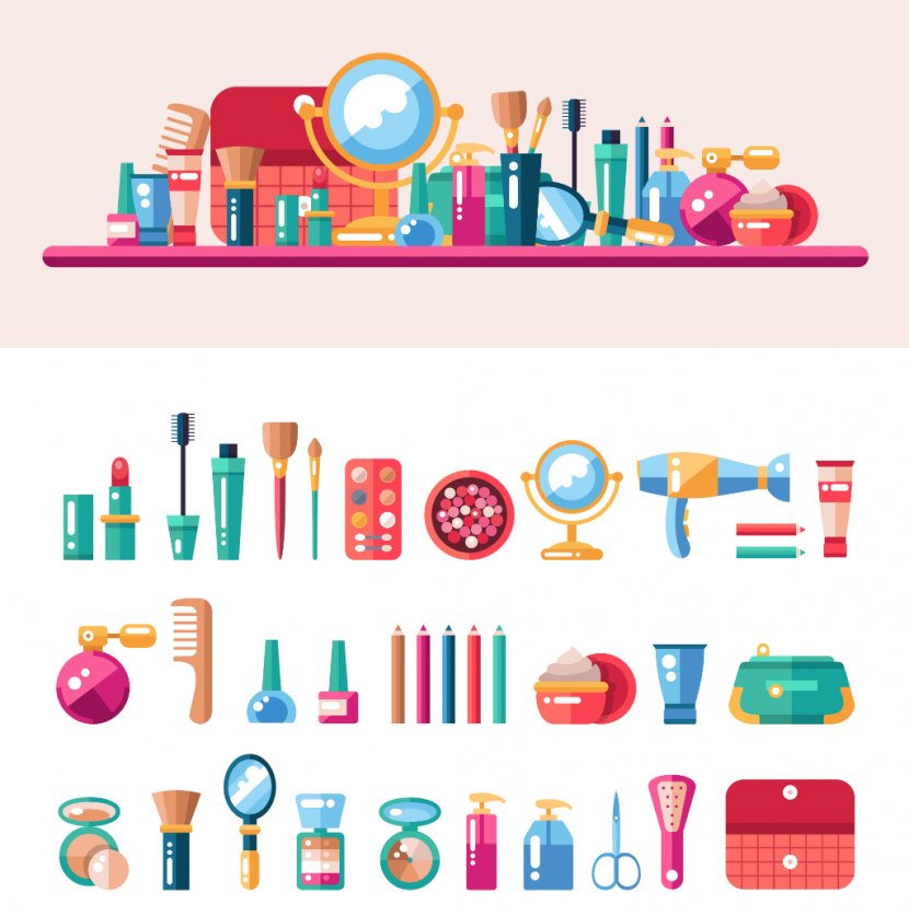 Cosmetics Make-up Artist Flat Design - Art - COSMETICS Transparent PNG