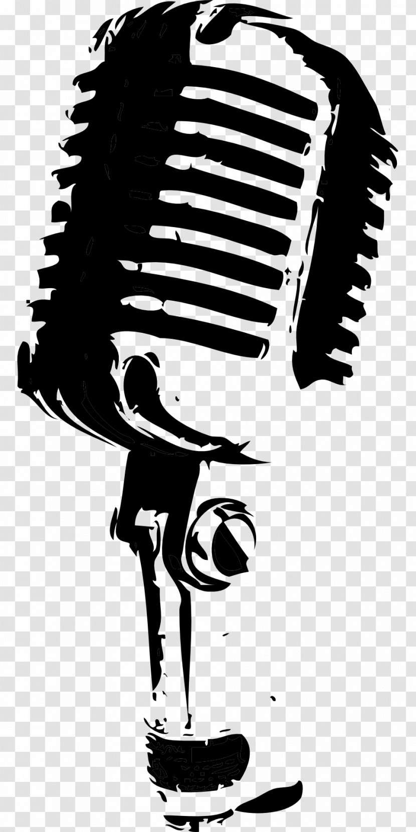 Microphone Black And White Photography Clip Art - Silhouette Transparent PNG