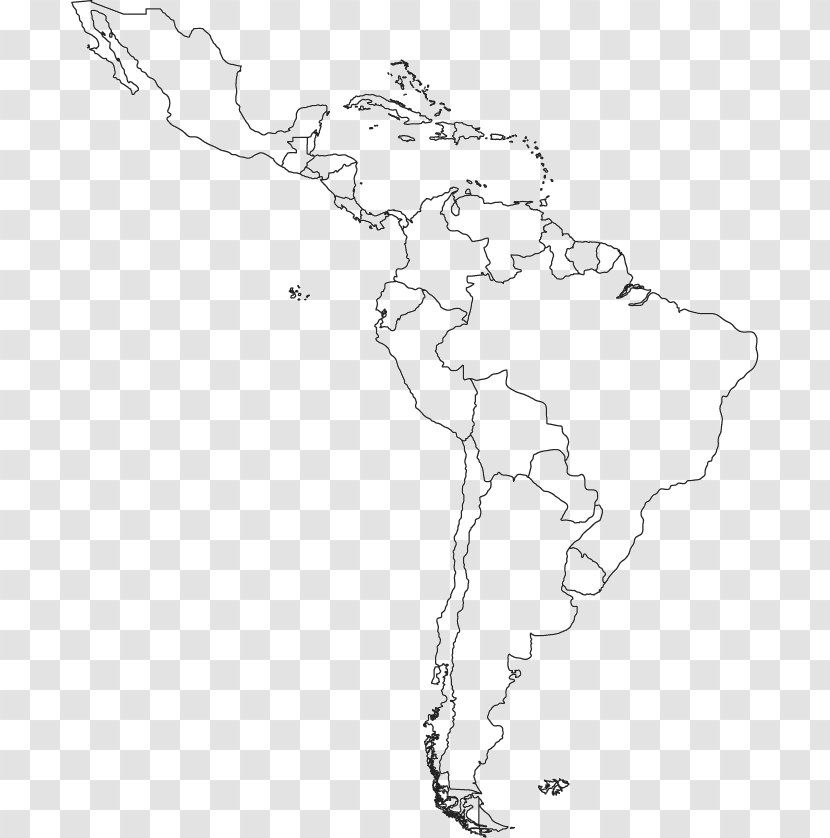 South America Latin Blank Map Central - Drawing Transparent PNG