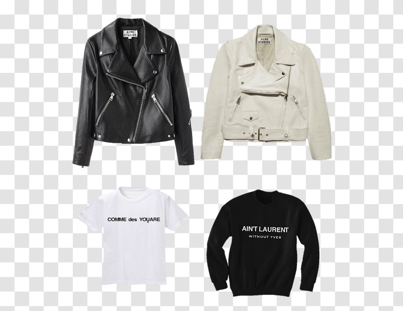 Leather Jacket T-shirt Fashion Clothing Sweater - Sleeve Transparent PNG