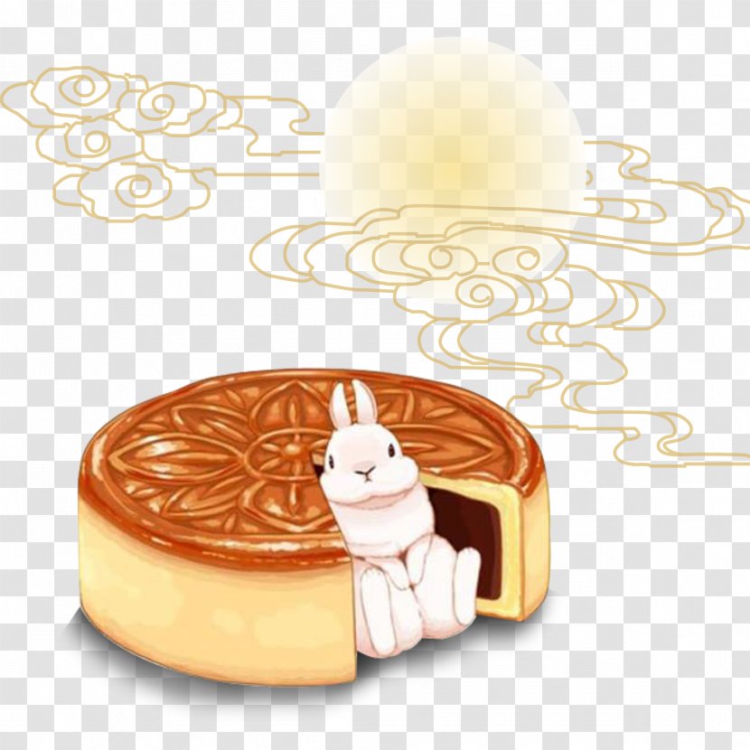 Mooncake Mochi Food Mid-Autumn Festival Drawing - Dessert - Moon Cake Rabbit Transparent PNG