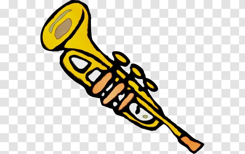 Watercolor Drawing - Fanfare Trumpet - Yellow Transparent PNG