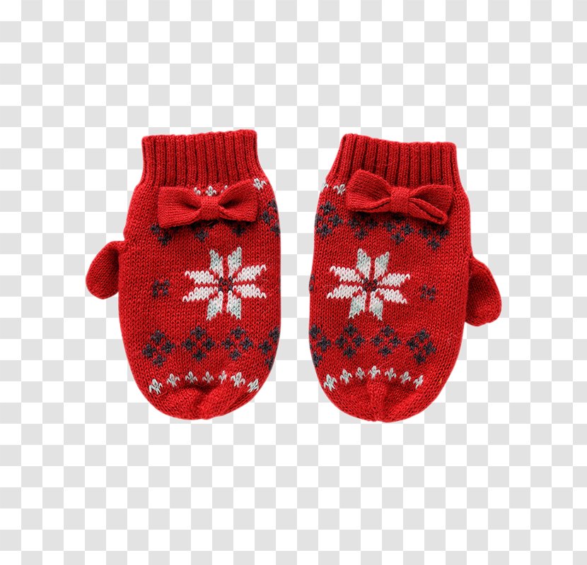 Slipper Glove Child Gratis - Snowflake Red Gloves For Children Transparent PNG
