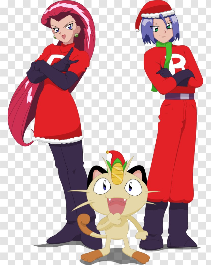 James Jessie Team Rocket Meowth Christmas - Art Transparent PNG