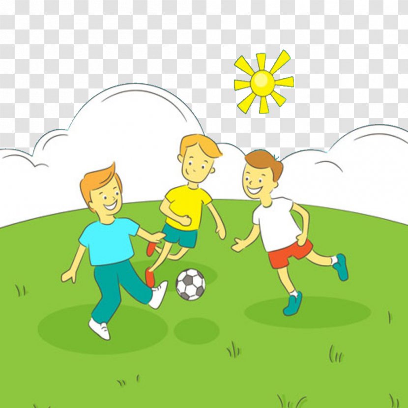Child Cartoon Illustration - Boy - Play Football Together Transparent PNG