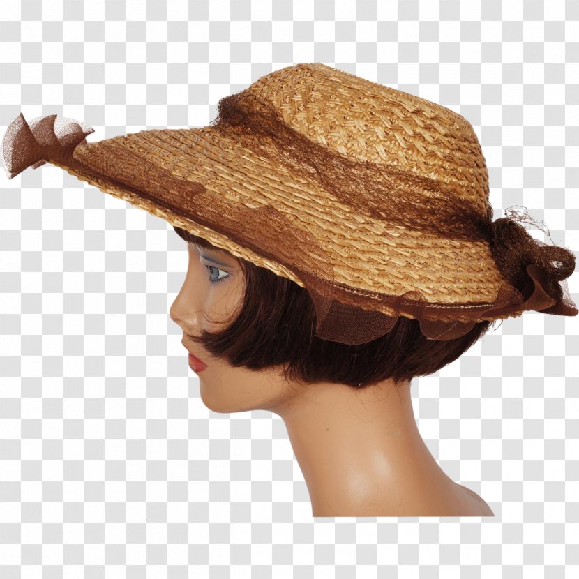Straw Hat 1950s 1940s Boater - Sun Transparent PNG
