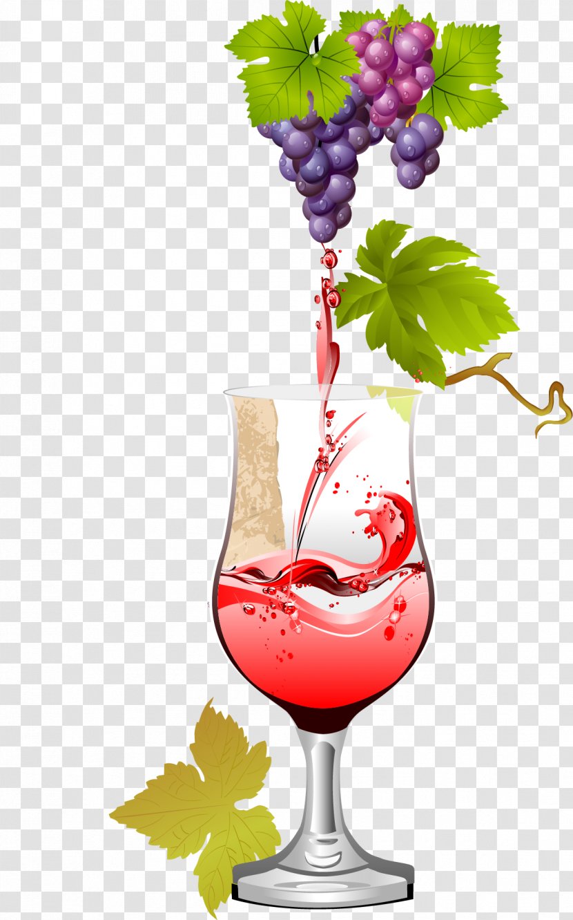 Red Wine Glass Juice Cup - Drinkware - Vector Hand-painted Transparent PNG
