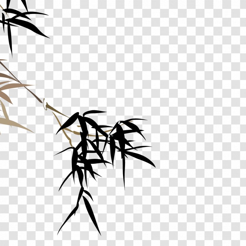 Bamboo Ink Wash Painting Chinese Brush - Black - Dark Transparent PNG