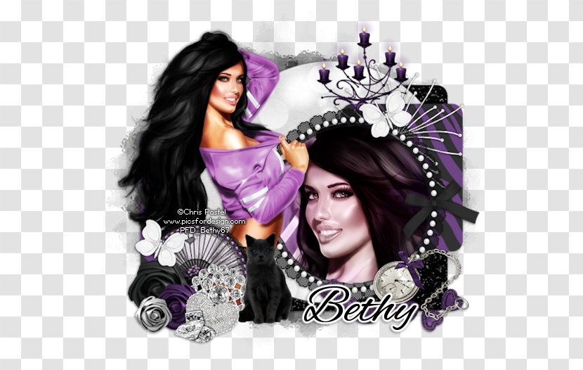 Black Hair Purple Transparent PNG