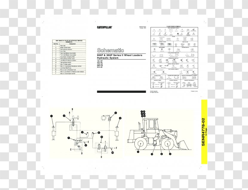 Caterpillar Inc. Skid-steer Loader Hydraulics 966 - Plan - Tractor Transparent PNG