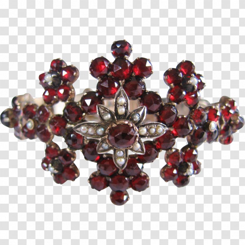 Brooch Garnet Jewellery Bracelet Pyrope - Necklace - Bohemian Bracelets Transparent PNG