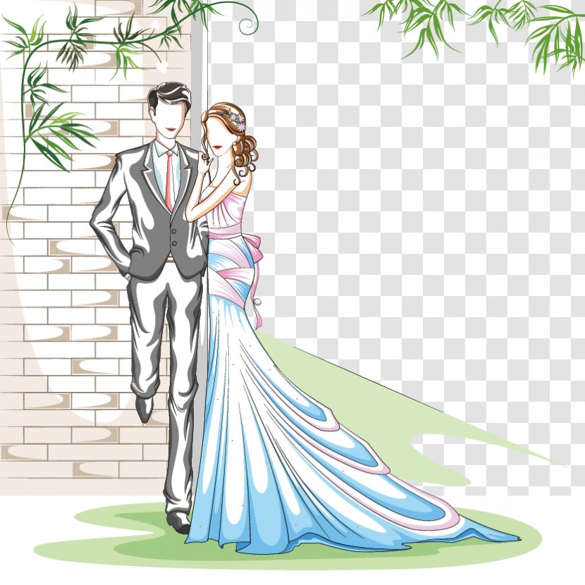 Wedding Photography Illustration - Frame - Cartoon Couple Transparent PNG